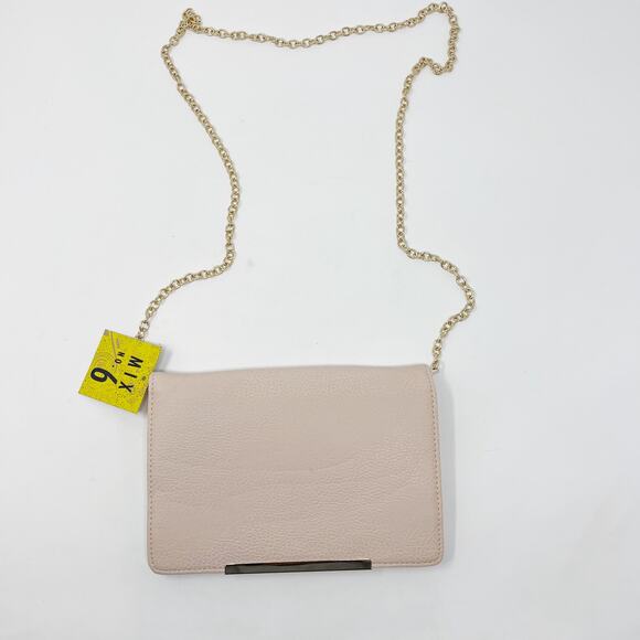 New Mix No 6 Light Pink Chainlink Crossbody Bag Clutch Snap Closure Gold Accents - Picture 1 of 15